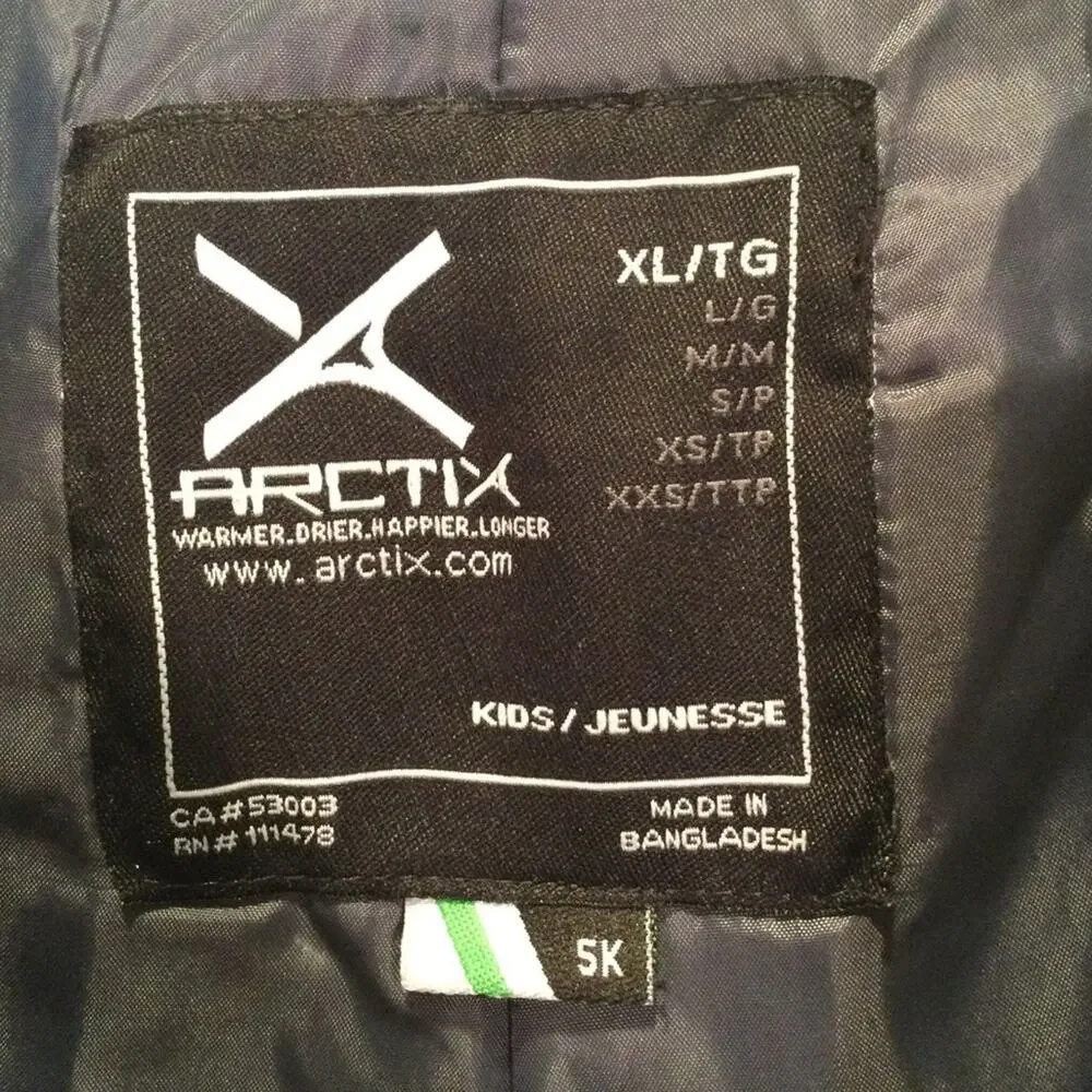 Arctix Kids Black Insulated Bib Overalls XL/18
